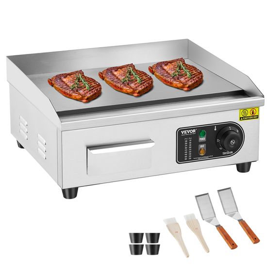 Machine à Crêpes électrique 3000W - Plaque Fonte 45 Cm, Température Réglable 50-300°C - Incluse Spatule Et étaleur