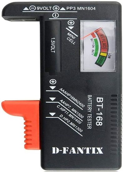 Testeur De Piles Universel - Pour AA, AAA, C, D, 9V, Piles Bouton - Affichage Analogique Couleur (vert/jaune/rouge)