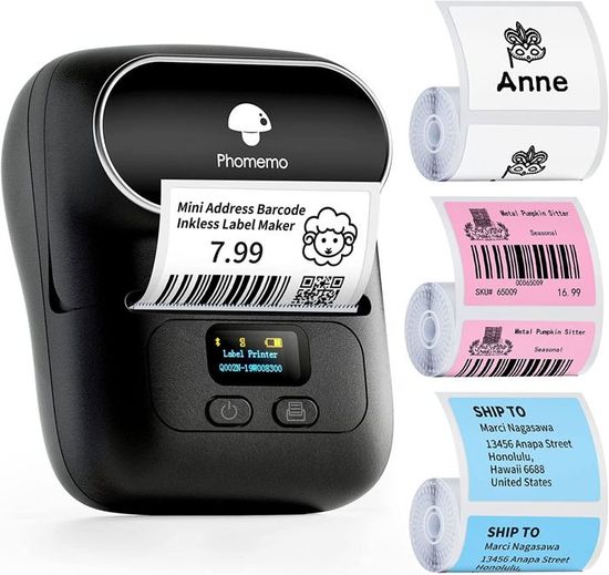 Imprimante étiquettes Bluetooth CLABEL 321D - Étiquettes Thermique 60x40 Mm - Pour Codes-barres, Bureau, Maison - Prise EU