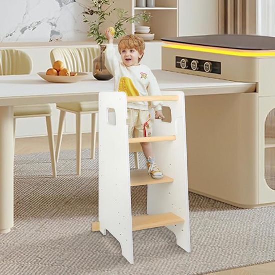 MEOWBABY Tour D'Observation Enfant - Tour D'Observation Montessori, Tour Observation Enfant, Tour D'apprentissage, Tour Montessori En Bois, Blanc