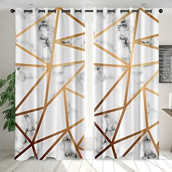 2 Panneaux Rideaux Occultants Thermiques pour Salon et Chambre Arbre prismatique Blanc doré Fenêtre 100x200cm[758]