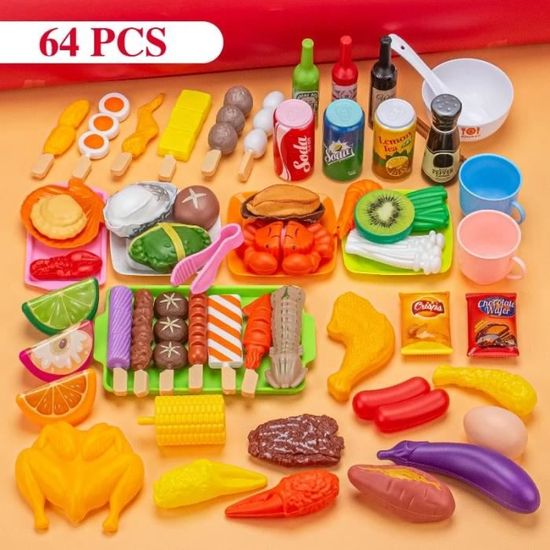 Auney Lot de 38 services à thé pour enfants, mallette de transport pour jouets en forme de sirène