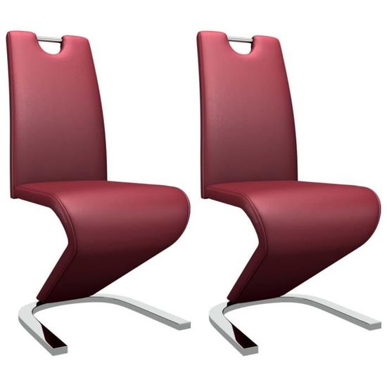 SYM - HOT Chaises à dîner forme de zigzag 2 pcs Rouge bordeaux Similicuir Chaise de salle à manger Chaise de cuisine Contemporain *6