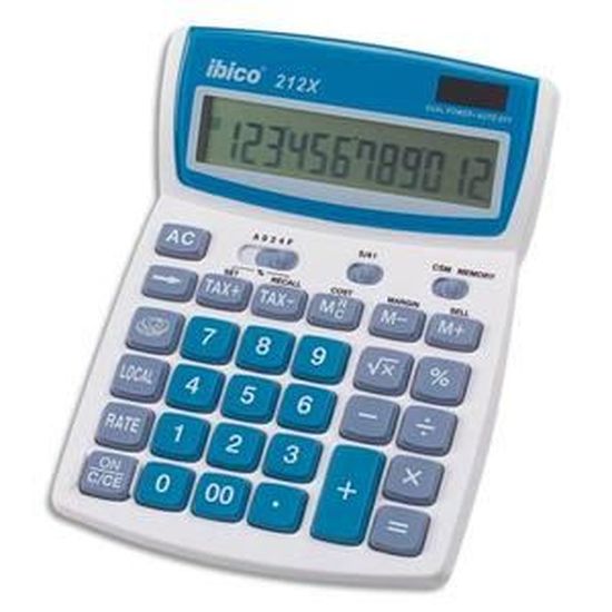 Calculatrice De Bureau Ibico 210X - 10 Chiffres - Solaire/Pile - Fonctions Mémoire Et Taxe