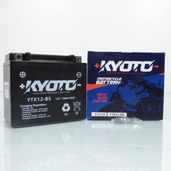 Batterie Moto Kyoto SLA 12V 10Ah - Compatible Kawasaki 650 Er-6F (après 2006) - YTX12-BS