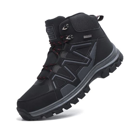 Bottines Homme Hiver Cuir Doublure Chaude Casual Boots Respirante Antidérapant Confortable Gris