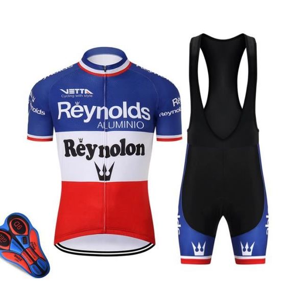 Tenue Cyclisme France - Maillot Manches Courtes + Cuissard Gel 20D - Tissu Respirant, Antidérapant