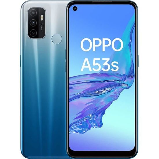 OPPO A53s Bleu - 128 Go - 4 Go RAM - 90Hz Immersive Screen - 5000 mAh Battery - Triple Camera with AI - USB-C - Android 10