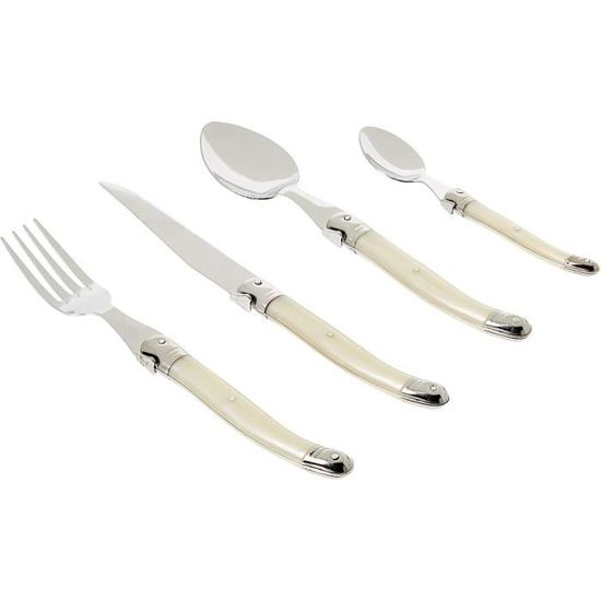 Lou Laguiole Ménagère 24 Couverts Montana Noir - Élégance Moderne Pour 6 Personnes