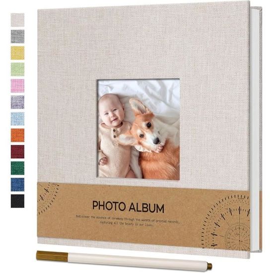 Album Photo Adhésif Lin 40 Pages 17x18cm - Création Scrapbooking DIY Pour Souvenirs Famille Et Voyage