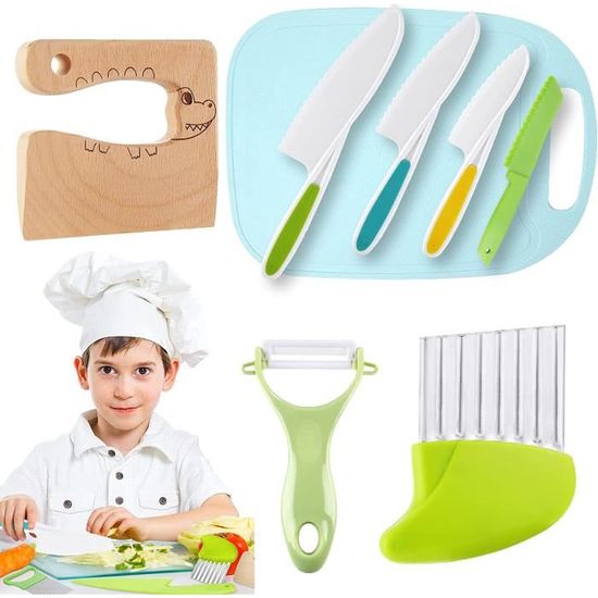Lot de 8 Couteaux de Cuisine pour Enfants – Couteau Enfant qui ne Coupe pas  les Doigts pour Couper des Fruits ou des Légumes, av52 - Cdiscount Maison