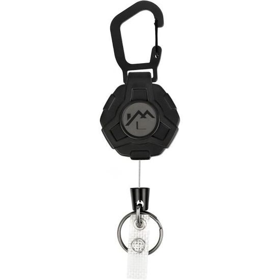 Porte-clés Rétractable Robuste MNGARISTA - Enrouleur Badge Métal Avec Clip, Cordon Acier 80 Cm, Résistance 226,8 G - Lot De 2