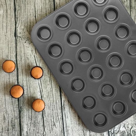 Moule Acier Anti-adhésif Lot De 6 Moules à Muffins En Acier Carbone - Anti- Adhésifs - Parfaits Pour Cupcakes Et Puddings Moule Pâtisserie Noir