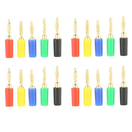 Lot De 5 Adaptateurs Fiches Banane 2mm Mâle Vers 4mm Femelle - Rouge Et Noir, Pour Instruments électroniques