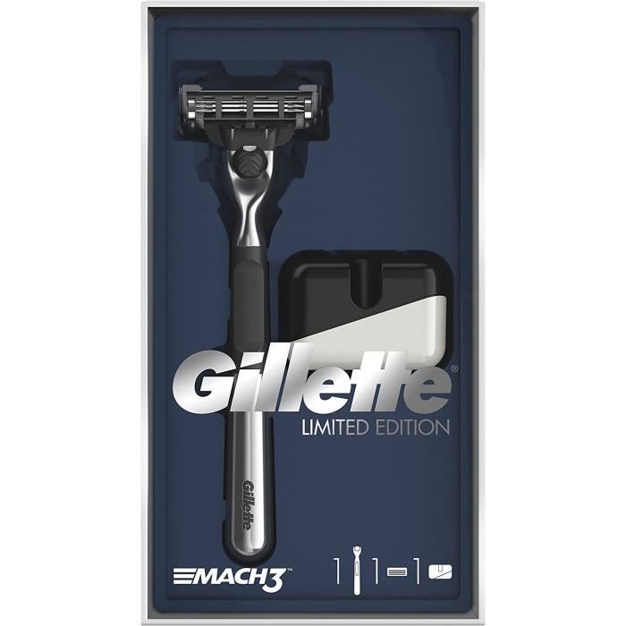 Mach3 Coffret Rasoir Chromé + Support, Design élégant, Idée Coffret
