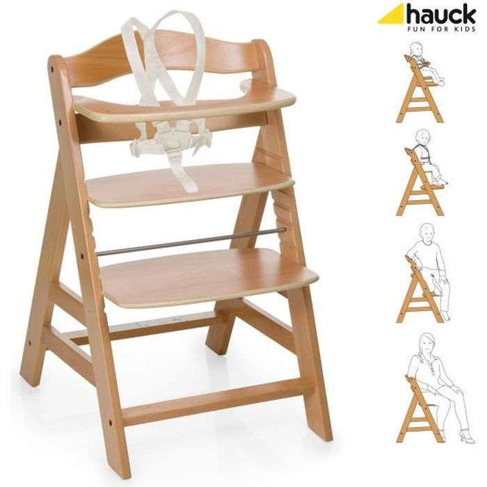 Photo de hauck-chaise-haute-en-bois-pour-bebe-evolutive-alpha-natural