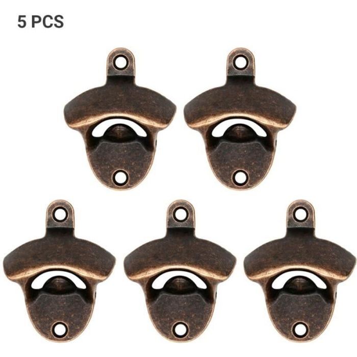 décapsuleur en métal de bière mural bouchon de boissons outil de cuisine Rouge 5 PCS