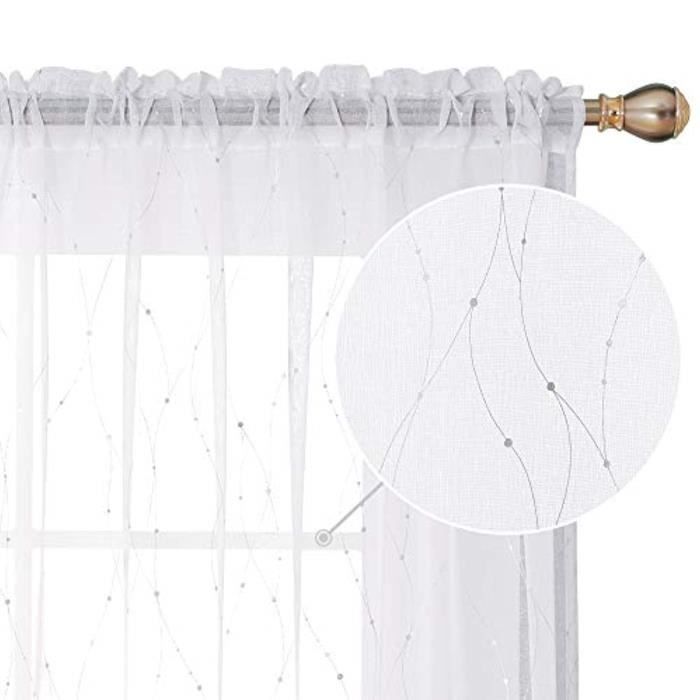 Coffret Multi-Jeux JQ5CT poche à tringle rideaux transparents blancs 84 points rideaux imprimés aspect lin rideau de fenêtre transpa