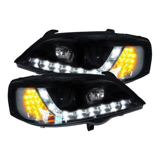 phares à LED diurnes, DragonLights, noir ASTRA G 97-04 pour: Opel Astra G Coupe/Cabrio 00->>