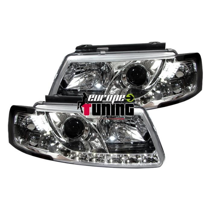 phares à LED diurnes, DragonLights, chrome, avec clignotant... 96-00 pour: Volkswagen Passat B5 96-00