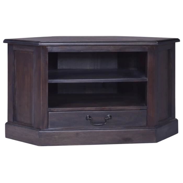 Meuble TV d'angle - Armoire tele Table television - Banc TV Meuble salon MEUBLE HI-FI 80 x 40 x 45 cm noir clair Bois d'acajou
