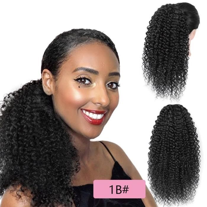 A-1B14pouces -Extension capillaire synthétique afro américaine, queue de cheval bouffante avec cordon de serrage, cheveux Afro crép