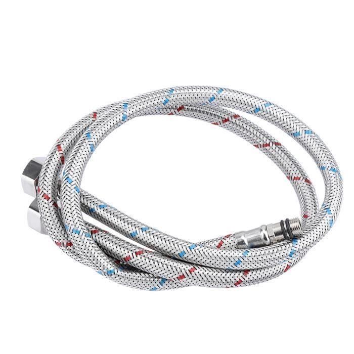 2pcs tuyau d\'alimentation en eau flexible de connecteur de robinet en acier inoxydable chaud froid (EU G3 - 8) -DUO