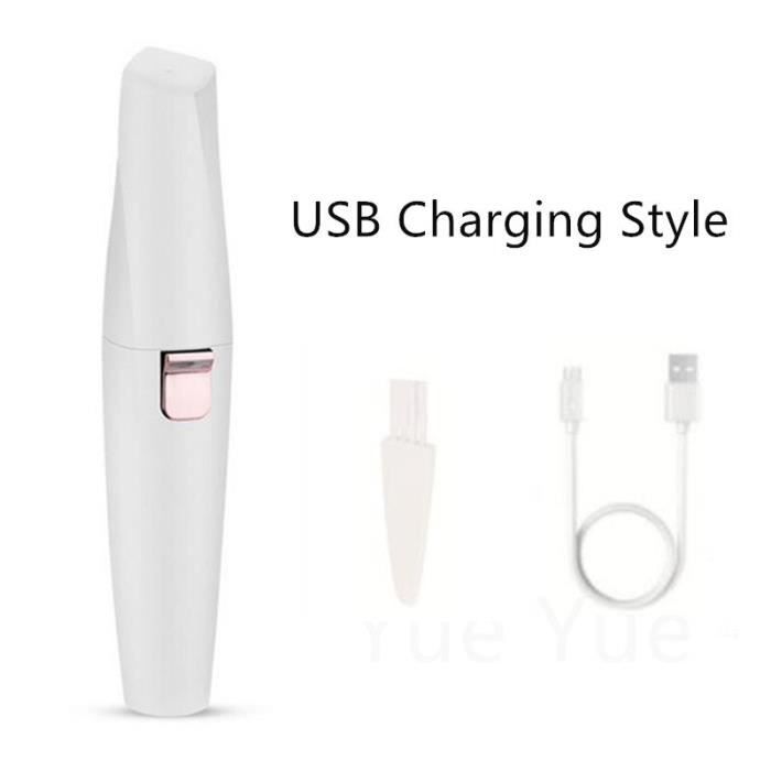 Epilateur électrique,Épilateur électrique sourcils pour femmes,rasoir de sourcils indolore,avec chargeur USB - Type USB Style White