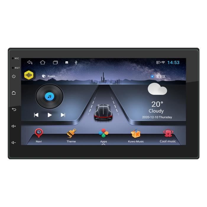 Une no cam Autoradio Double DIN Android 10.1, Quad Core, lecteur multimédia vidéo, 2DIN, GPS, WiFi, Bluetooth
