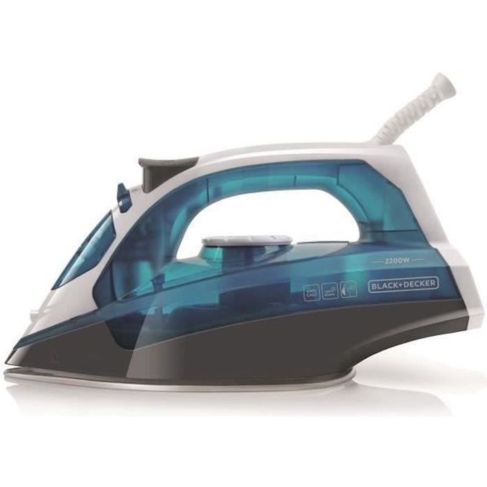Fer à repasser BLACK+DECKER BXIR2200E de 2200W, jet de vapeur de 120g/min, capacité de 280ml, filtre anti-calcaire