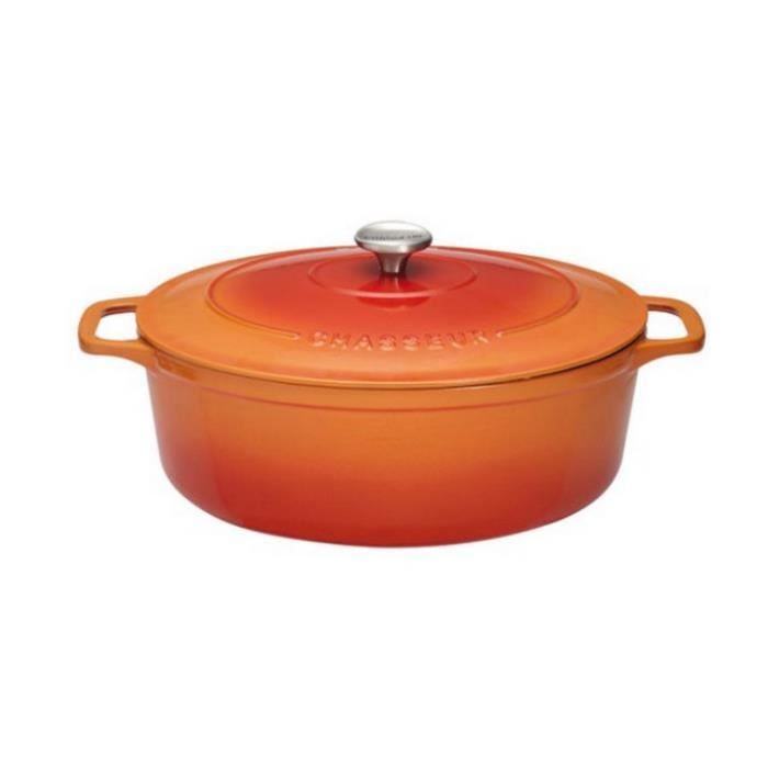 Chasseur - cocotte ovale en fonte émaillée 35cm orange sublime - puc473507