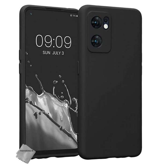 Coque silicone gel fine pour Oppo Reno 7 5G - Find X5 Lite + film ecran - NOIR