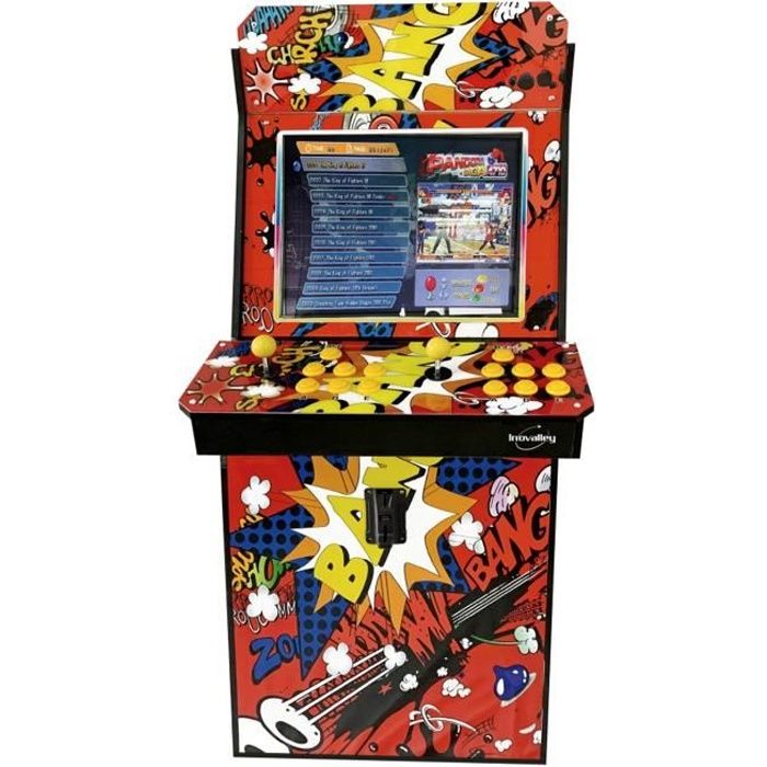 Borne d'arcade Ecran 48 cm / 19 pouces avec 1000 jeux inclus - 15 boutons - 2 joystick - Cortex-A7, 1.2 GHz - Console de jeux Rouge