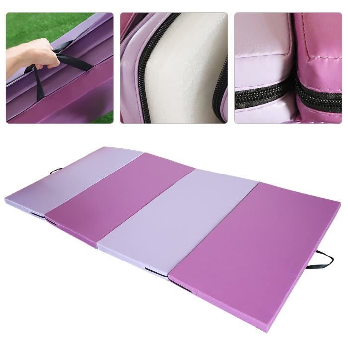 JEOBEST® 240cm Tapis de Gymnastique Epais - Matelas Gymnastique - Tapis Sol Pliable - Rose/Violet