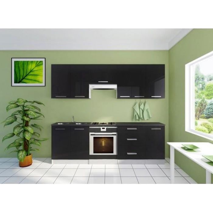 Cuisine complète 240 cm DAVINA laquée noire