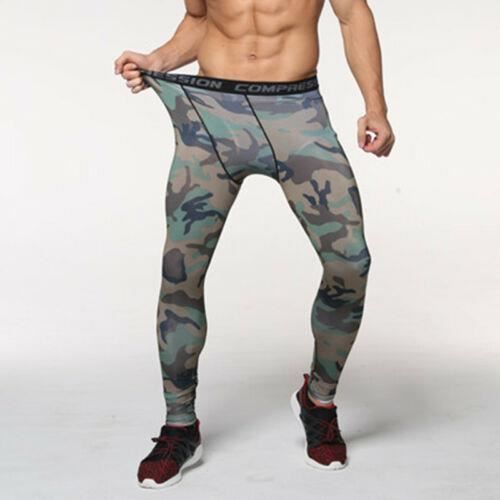 Pantalons de compression imprimés pour hommes Pantalons de course de fitness Vert armé