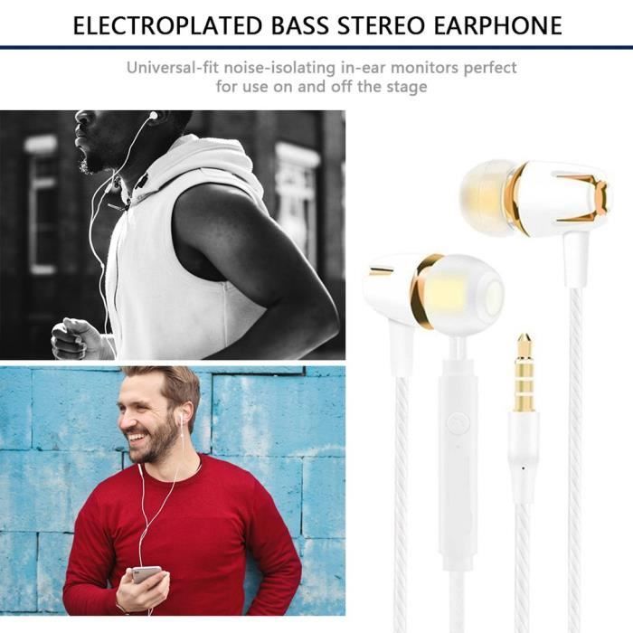 Écouteurs Intra-Auriculaires Oreillettes Intra-Auriculaires Filaires Casque et écouteurs Ergonomique Stéréo avec Microphone