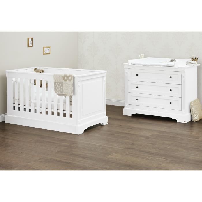 Chambre bébé Emilia : Lit bébé, commode à langer Pinolino