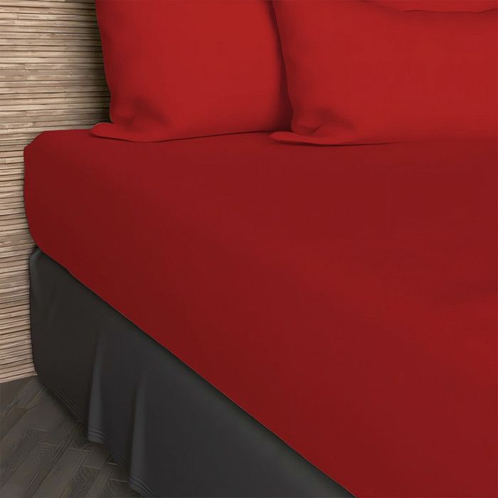 Drap housse uni 180x200 cm rouge