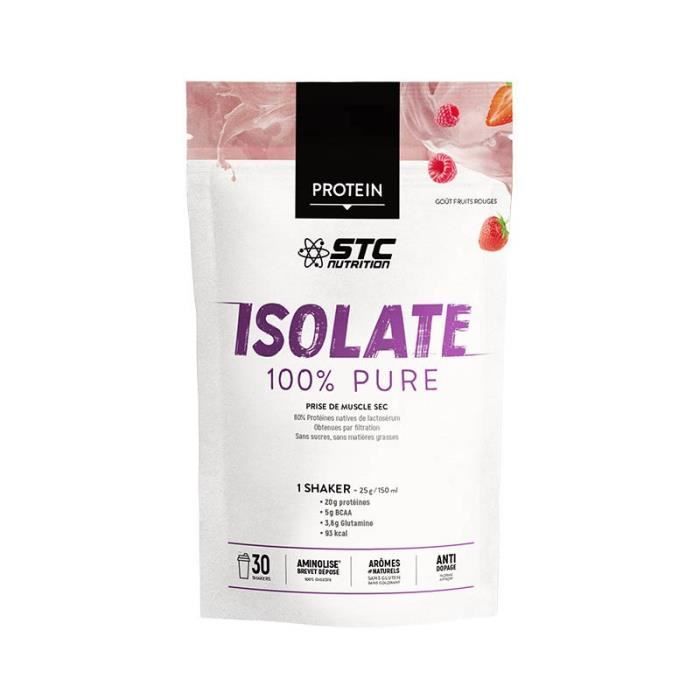 STC NUTRITION - Isolate 100% pure - Préparation pour boisson - Prise muscle sec - 80% Protéines natives de lactosérum - 30 shakers