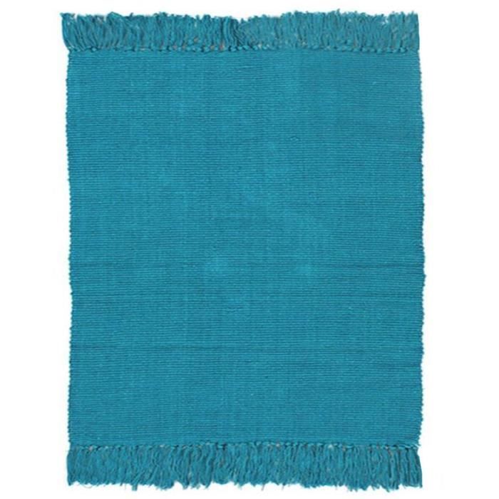 THE DECO FACTORY Tapis de salon SIMPLY Coton - 150 x 200 cm - Bleu lagon