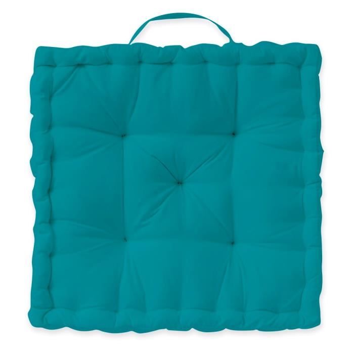 TODAY Coussin de sol 100% coton - 40 x 40 cm - Mer du sud