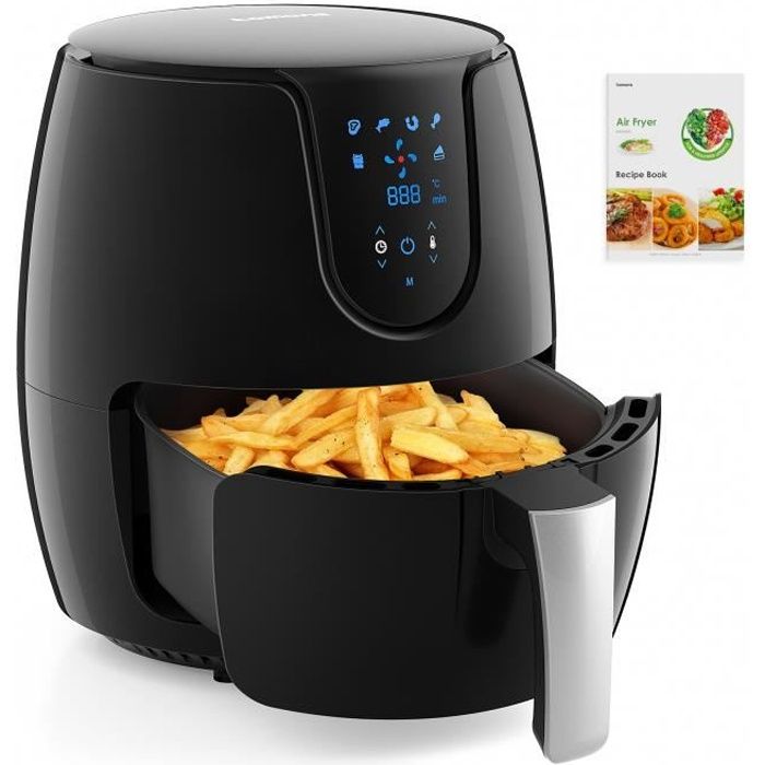 Friteuse électrique sans Huile, 3,5L, Air Chauffage Uniforme, 6 Modèles, écran Tactile LED, Cuisson en Une Touche, Recette Offerte