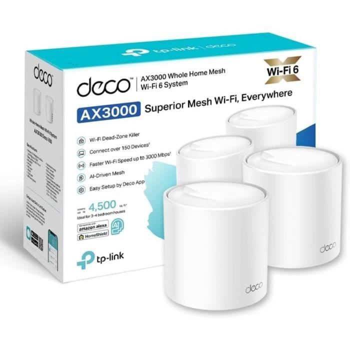 TP-Link Deco WiFi 6 Mesh AX 3000Mbps Deco X50(2-Pack) - Couverture WiFi de 400㎡ - Compatible avec Toutes Les Box Fibre
