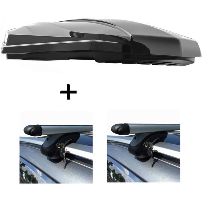 VDP Coffre de Toit Grève 440 Litre Noir Brillant + Galerie pour Véhicules XL 135 Compatible Avec Chrysler Jeep Grand Cherokee WH...