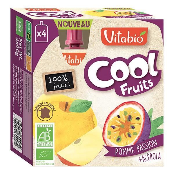 Vitabio - Cool Fruits Pomme Passion - Bio - Gourde - 4x90g