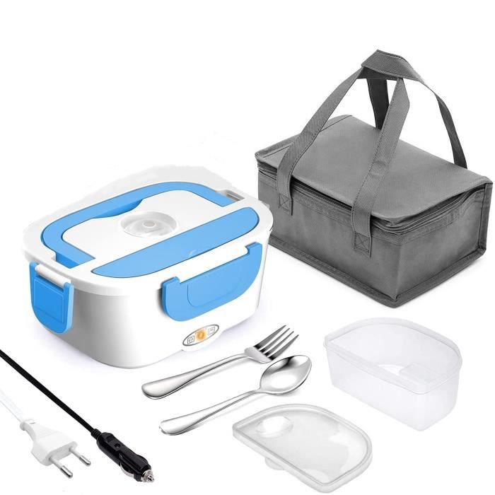 Chauffante Gamelle Électrique 3 en 1 Lunch Box 1.05L Boîte Chauffante 12V 24V 220V 40W avec Sac Isotherme Repas et Couverts