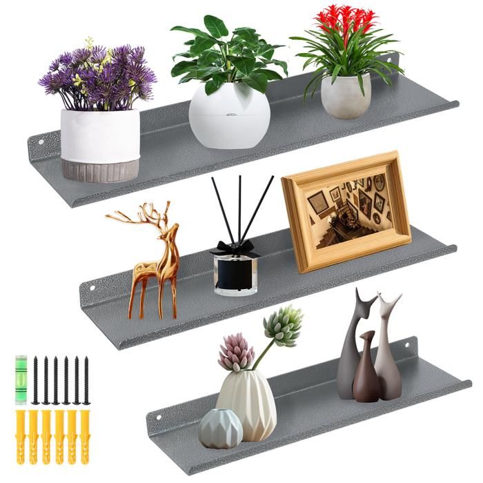 UTEN Lot de 3 Étagères Murales Flottantes Étagère Murale Noir Lot de 3 Étagères Murales Flottantes En Forme De U