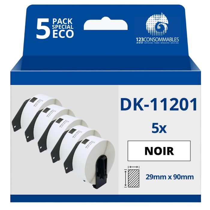 BETCKEY 6 Rouleaux Étiquettes Adresse DK-11208 38x90mm - 2400 Étiquettes Compatibles Brother
