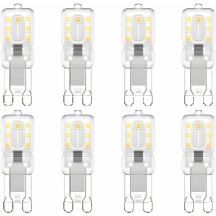 Lot de 8 ampoules LED G9 G9 LED 220 V Blanc naturel 5500 K 3 W équivalent halogène 30 W [Classe énergétique E]